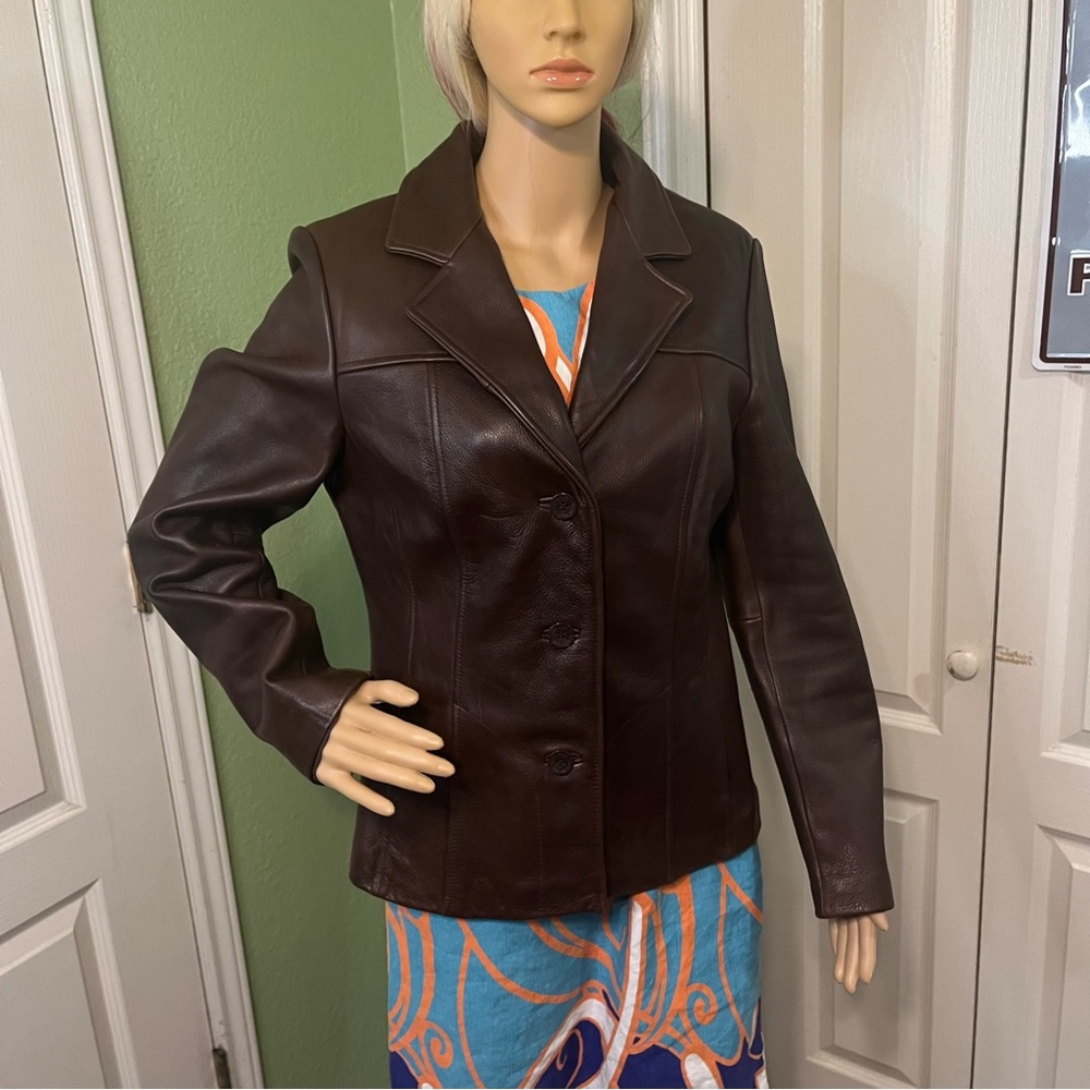 Wilsons Leather Brown Leather Button-Front Jacket
